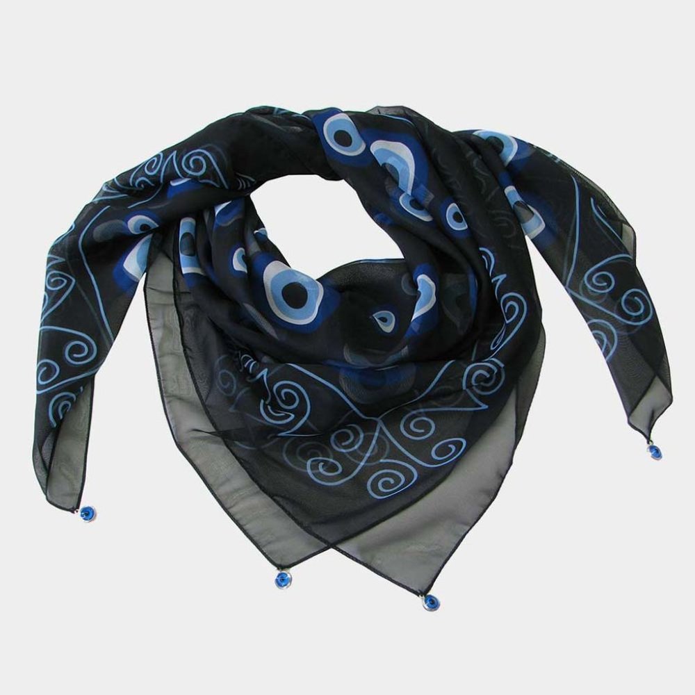 Black Evil Eye Print Scarf